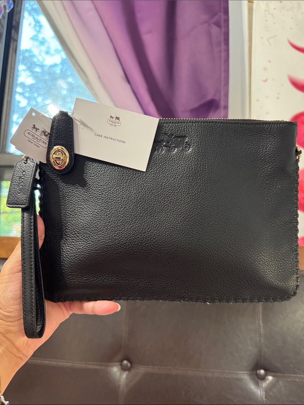 Coach chain turn lock wristlet 26